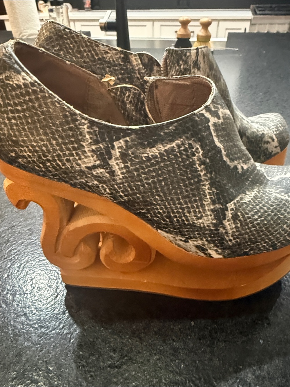 Python-Print Platform Clogs - Gray/Brown - Picture 3 of 7
